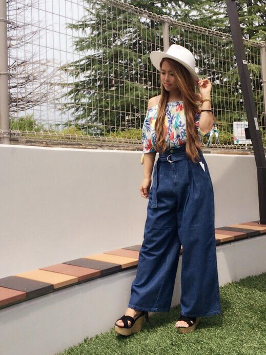 夏♡リーフ柄オフショルブラウス♡eriko