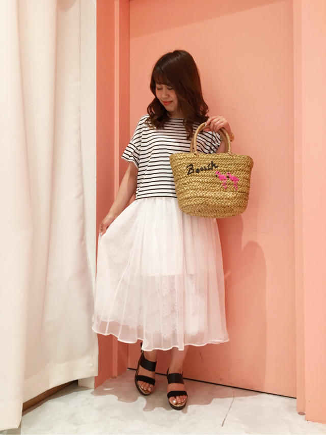 ボーダートップス＋レーススカート♡お買い得なセットアップ♡risa