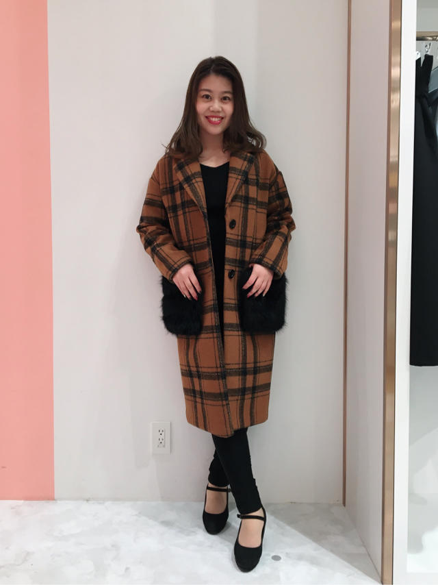 ♡ファー付きチェックチェスターコート♡risa