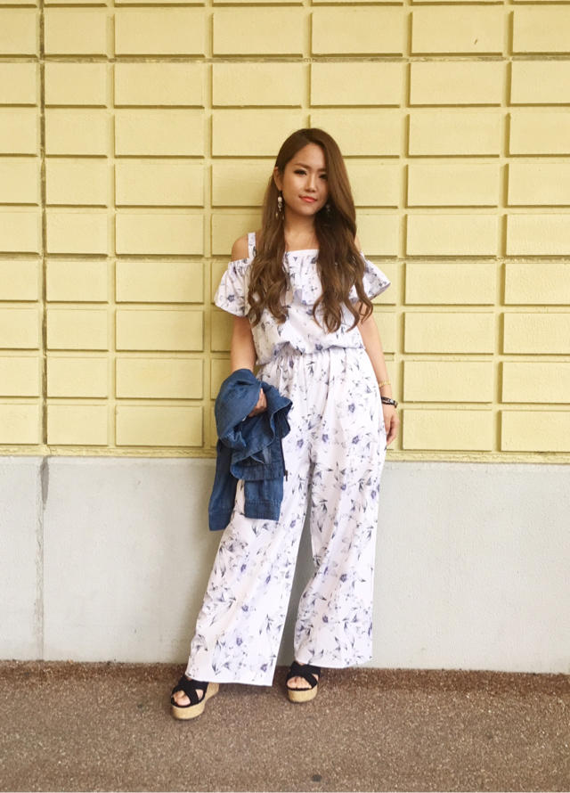TGC着用♡リリープリントフリルオールインワン♡