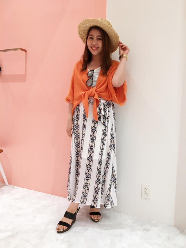 インナー付きスリーブトップス♡オルテガ柄スカート♡risa