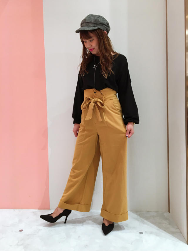 リング付き肩見せカットソー♡ハイウエストワイドパンツ♡risa