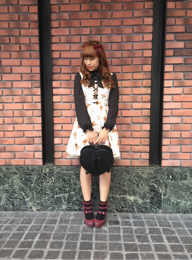 HEP♡ブラックをプラスしたテディベア柄コーデ♡♡