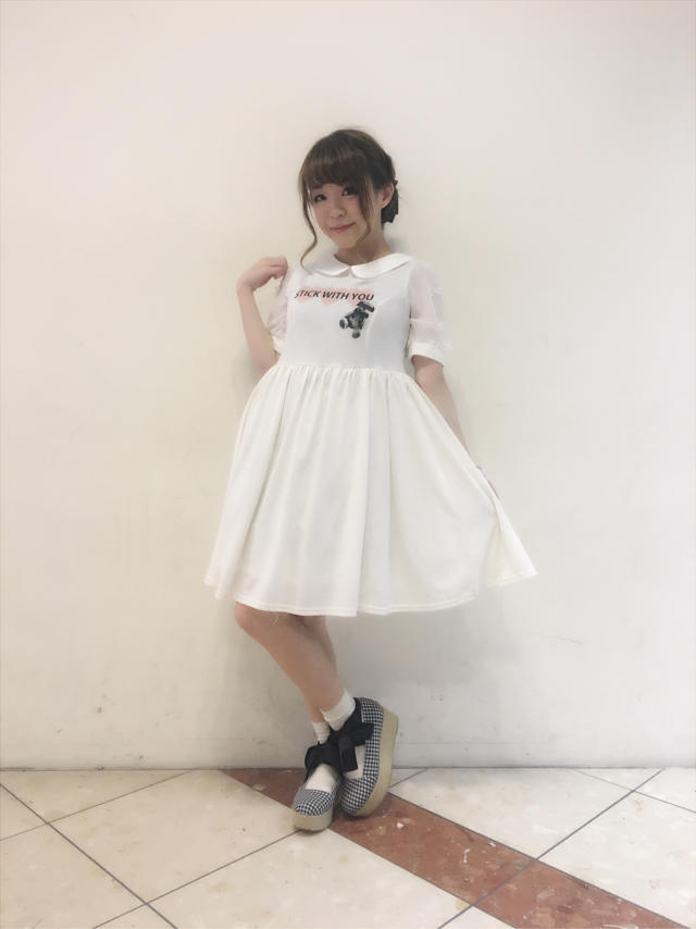 HEP♡シフォンリボンパフ袖丸襟ワンピースで双子コーデ:+.ﾟ.+: