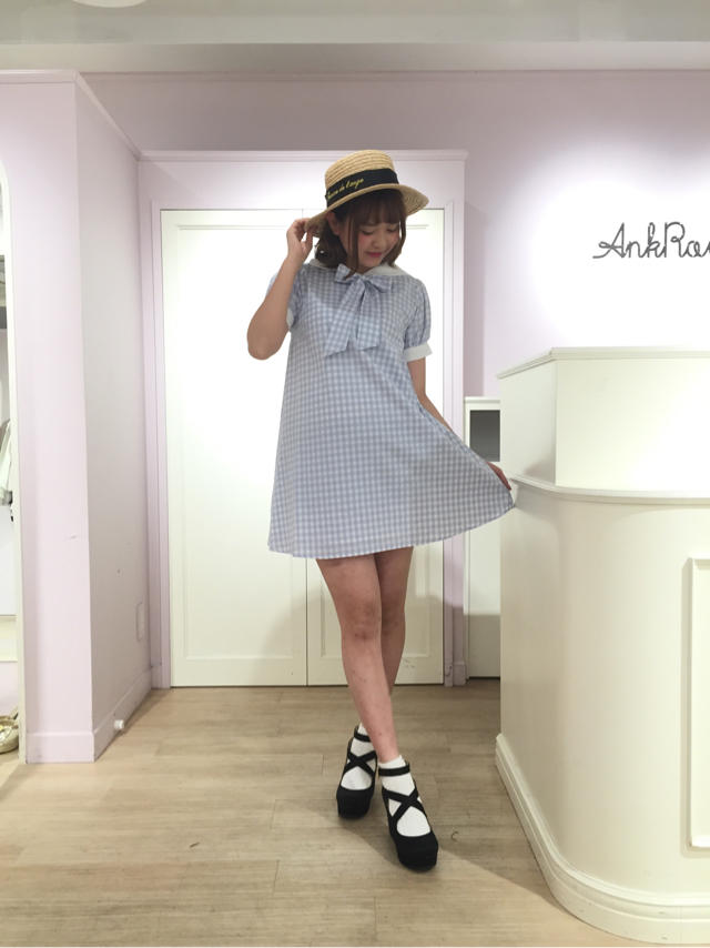 新作♡ギンガムAラインセーラーワンピ