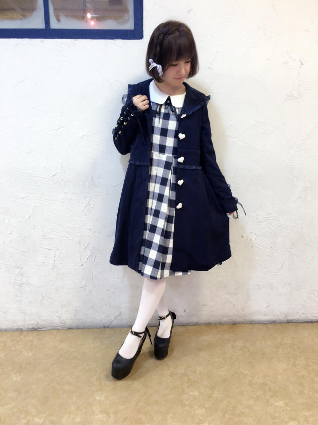 ブロックチェックワンピース×トレンチコート♡♡