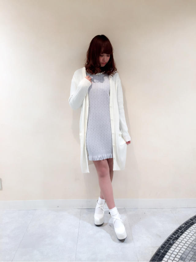 yui♡大人パールニット×ゆるカーディガン(´,,•ω•,,)♡