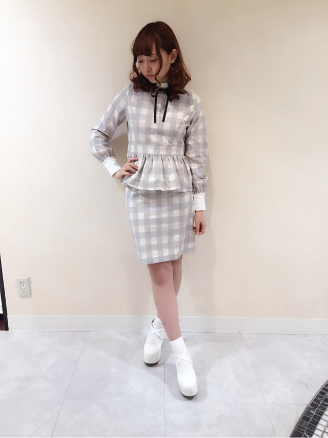スタイルアップ効果抜群♥ブロックチェックセットアップCode(*^^*)