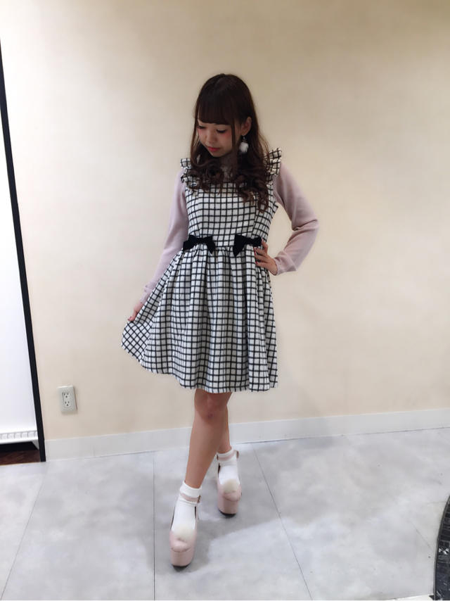 siori♡♡ゆるふわガーリーCode♪くまちゃんの刺繍＆ウエストリボンがcuteです(*´ω`*)