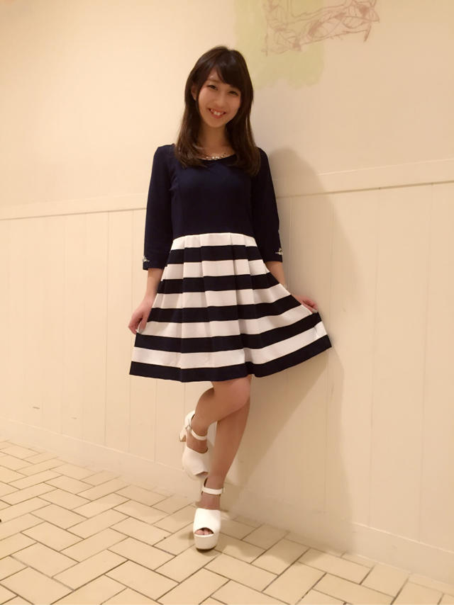 ボーダーワンピ♡こんちゃんの2連休♡