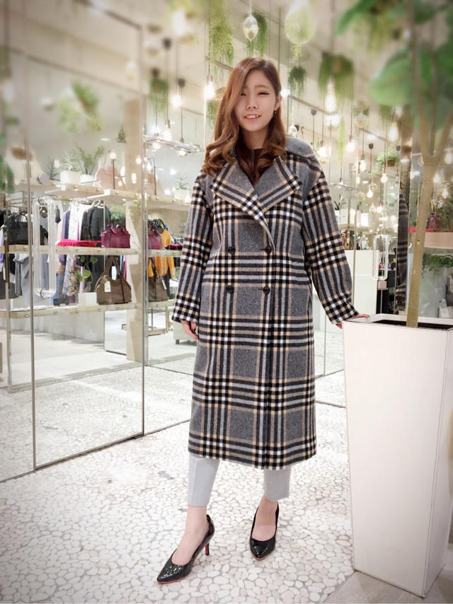 new♡ウールチェックコート