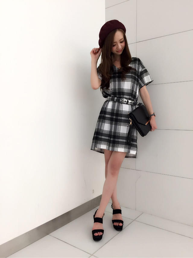 チェックワンピ♡りほ