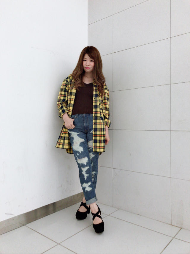 チェック柄ロングシャツ♡ゆき