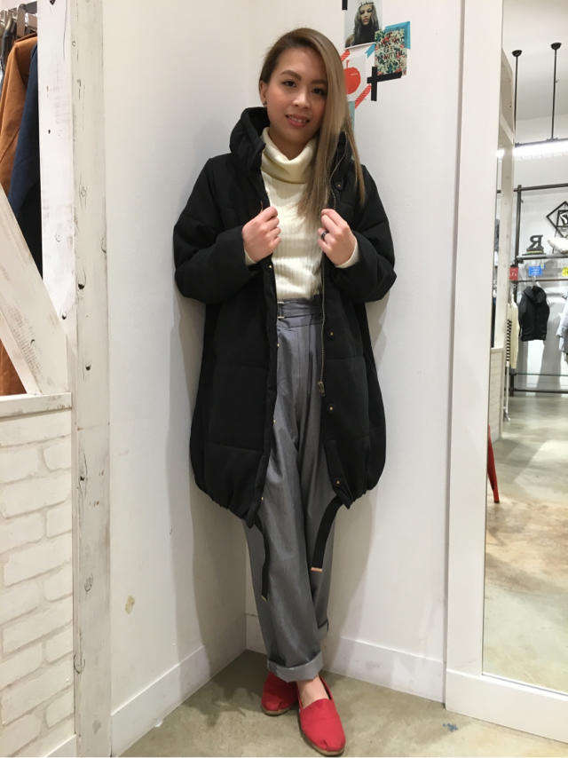 ピーチ中綿比翼コート