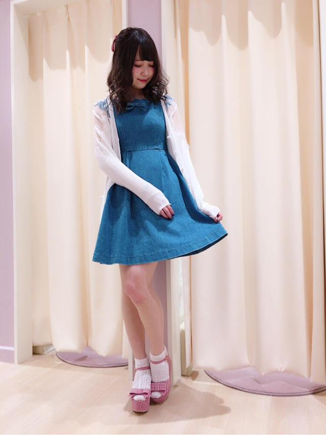 haruka♡これからにぴったりなデニムOPにカーディガンを合わせた清楚girly code♡