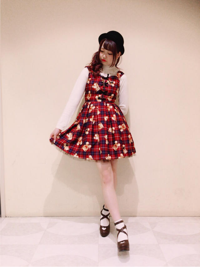 haruka♡テディ柄×ハイネックでモダンガーリーなstyleに…♡