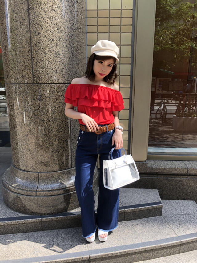 ¥1,900 tops × デニムワイドパンツ ♥ arina