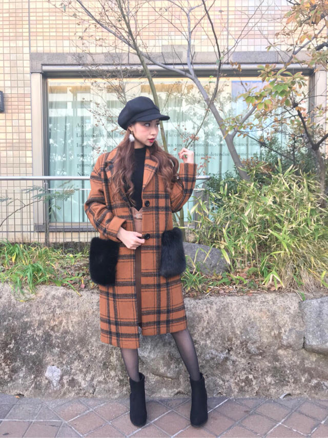 ポケットファー付チェックチェスター♡♡いわたん