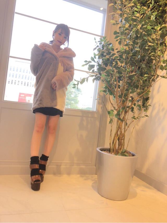 ブロック配色フェイクファーコート ♥ arina