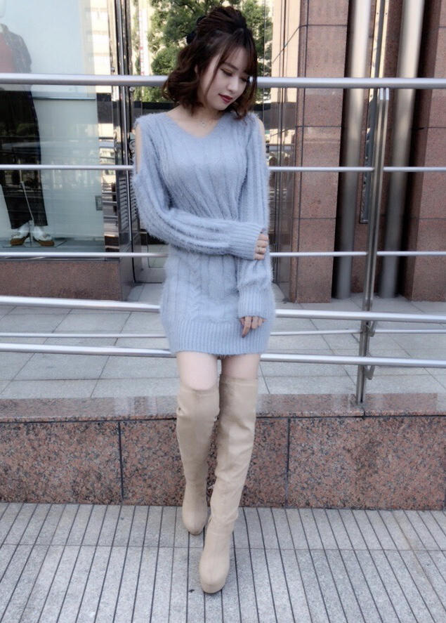 シャギー肩あきニットチュニック ♥ arina