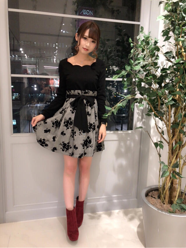 スカラップ×フロッキーチェックワンピース ♥ arina