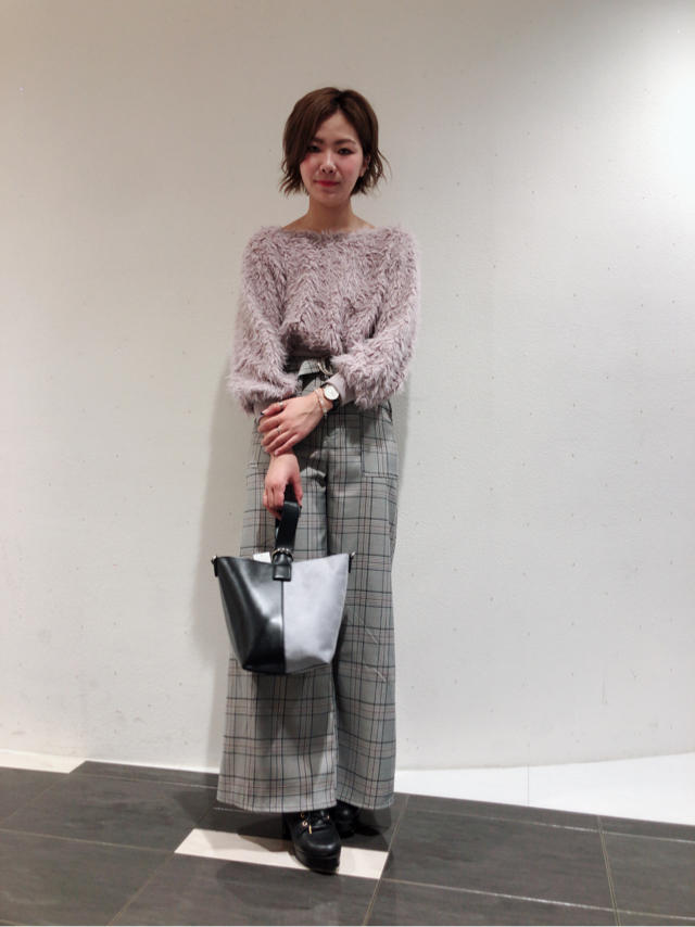 ボアトップス×ワイドパンツ☆Arisa