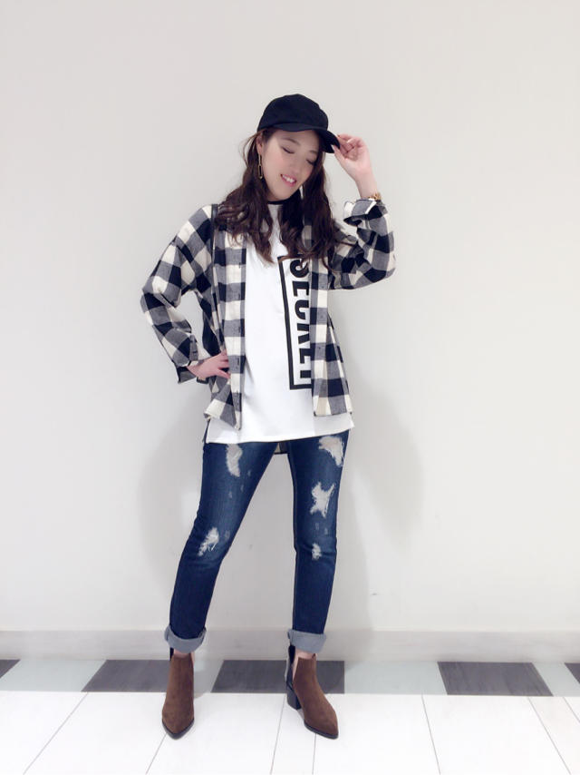 ロゴT付き チェックシャツコーデ ♡ KTD