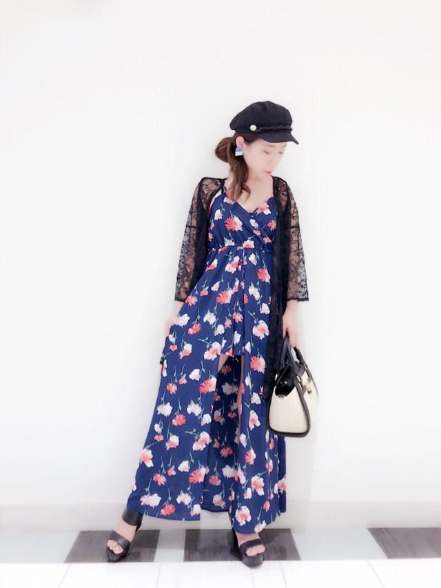 花柄マキシ風ロンパース♡misato