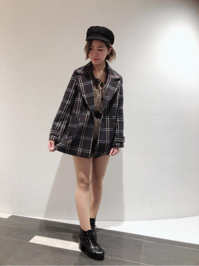 チェックコート×ロンパース☆Arisa