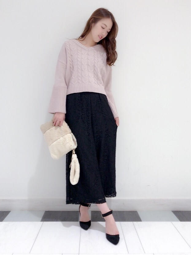 袖フレアニット＆レースワイドパンツ♡KTD