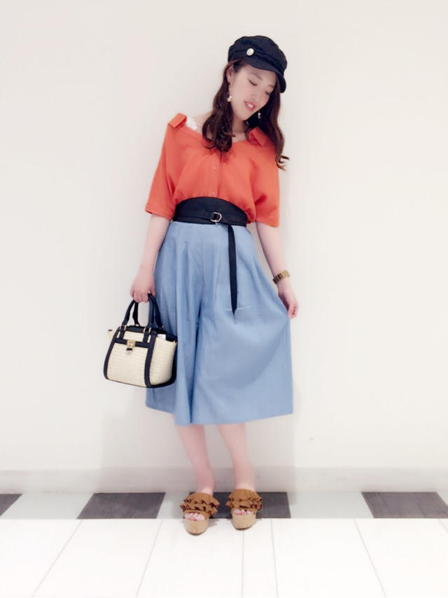 シャツ＋ガウチョ＋サッシュベルト♡KTD