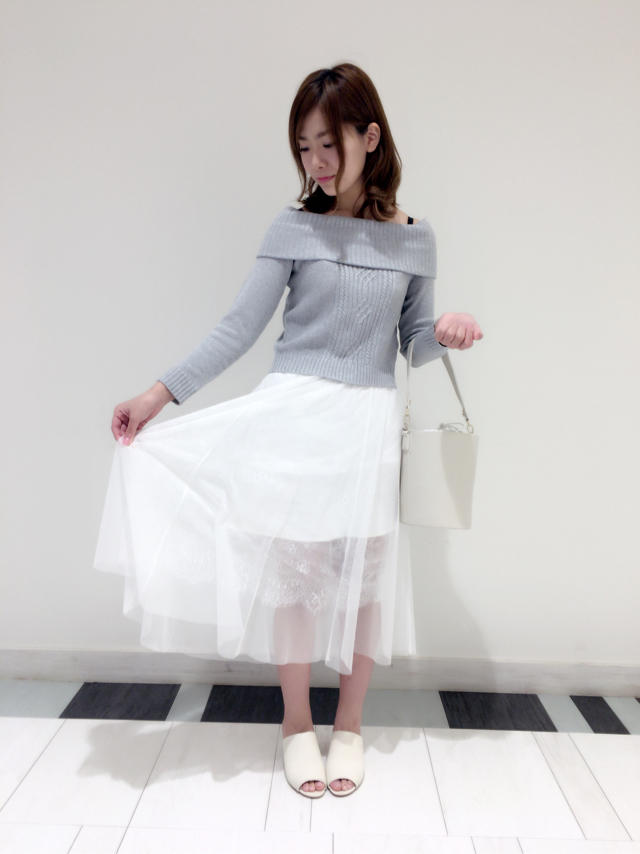 ニット×チュールスカートのセットアップ♡