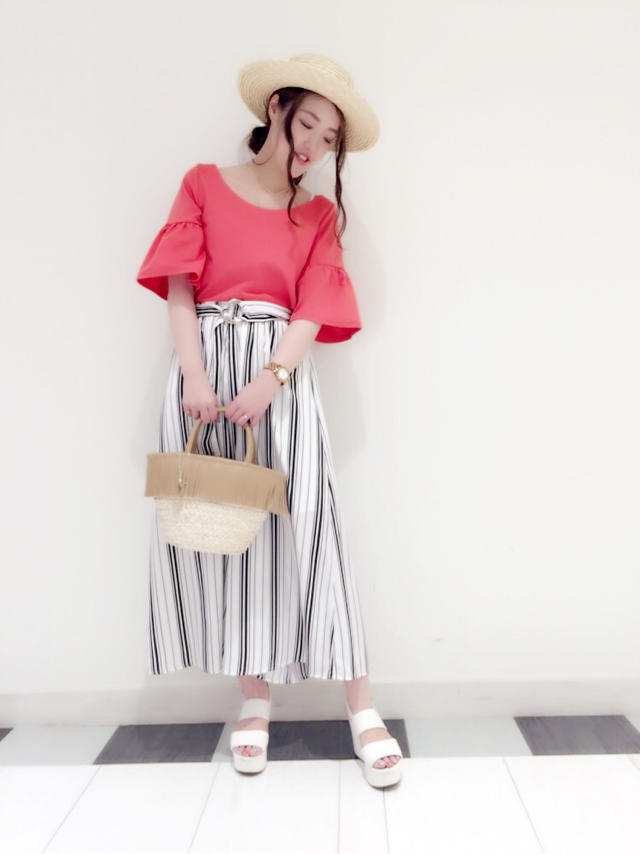 袖ワイドフリルトップス♡購入code♡KTD