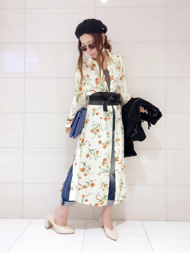 セシルオリジナルフラワー柄ロングシャツ3パターン着回し♡misato