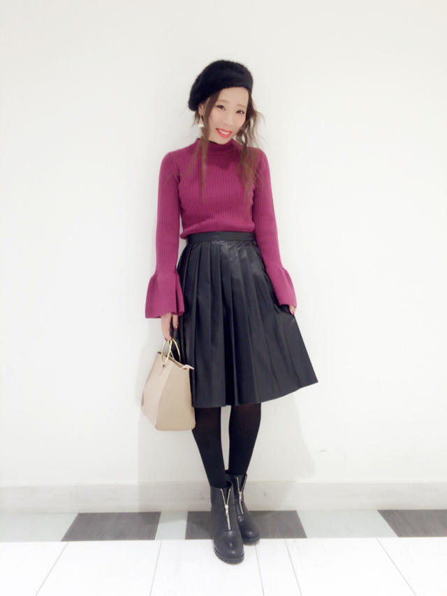 レザープリーツスカート着回し♡misato
