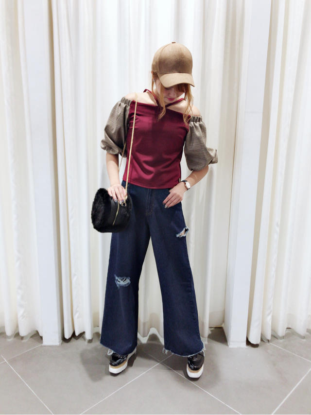 クラッシュデニムバギーパンツ♡HONOKA