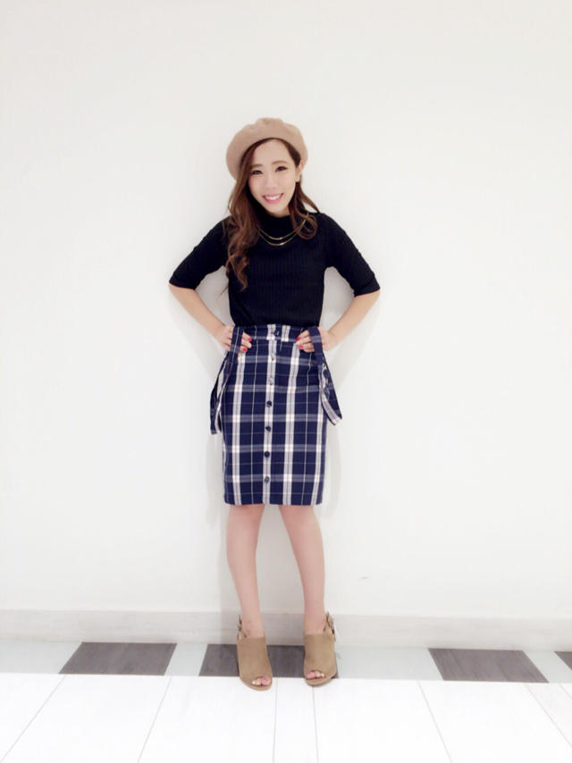 サス付きチェック柄ペンシルスカート♡misato