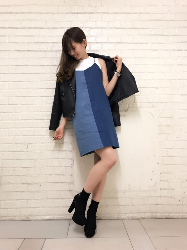 一目惚れ！店頭コーデ♡バイカラーOP♡Misaki