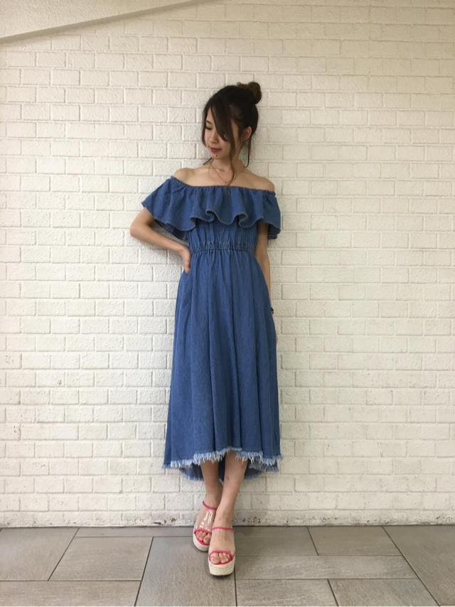 viviコラボ商品♡デニムオフショルマキシワンピース♡Junko