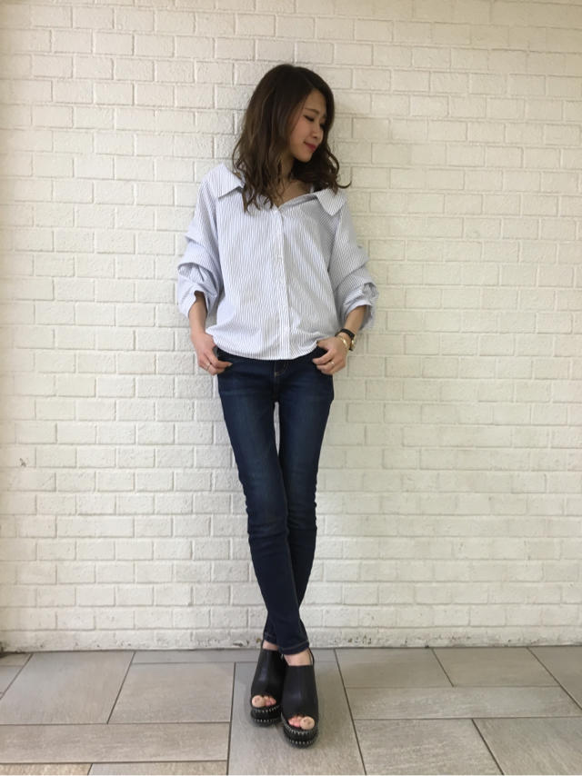 大人気☆ストライプオフショルブラウス☆Junko