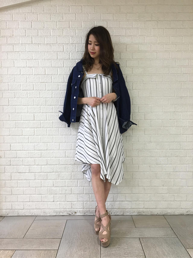 春のお出かけにオススメ♡ランダムストライプ柄イレヘムワンピース♡Junko