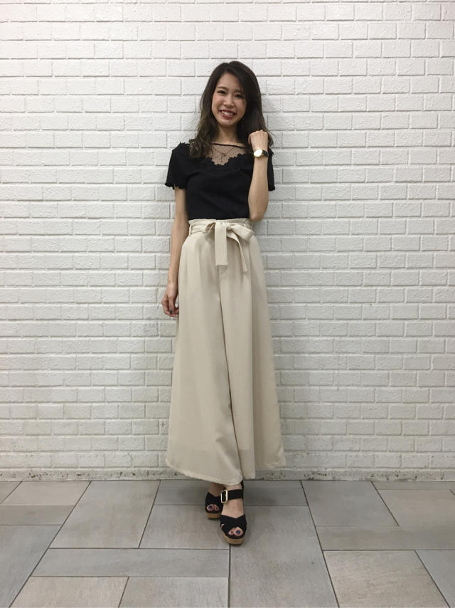 チュールテレコカットソー♡リボン付きワイドパンツ♡Junko