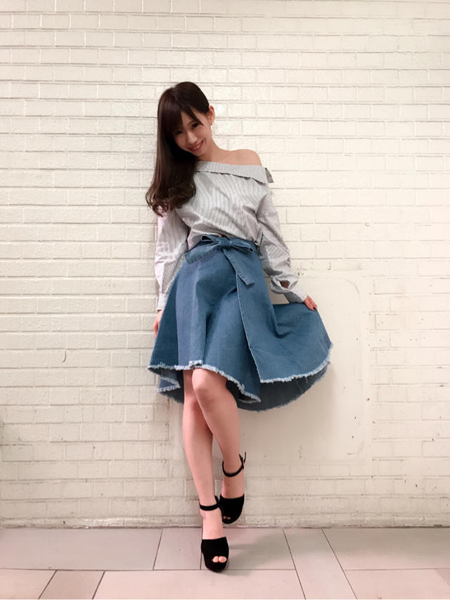 店頭コーデ♡デニム巻きスカート♡Misaki
