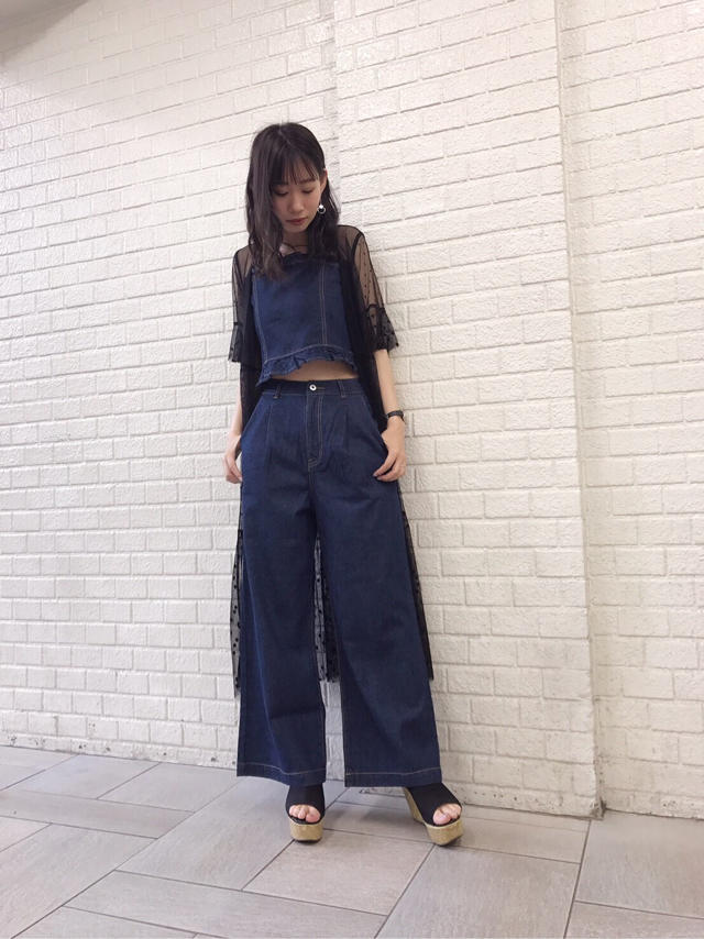 デニムセットアップ×ドットチュールトッパー♡Junko