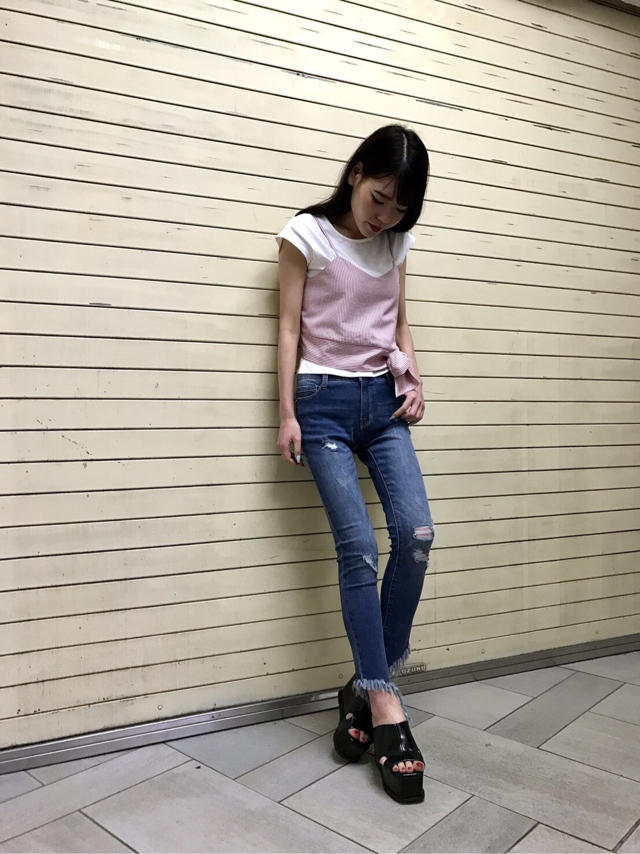 ウエストリボンのレイヤードスタイル＊＊話題のスポットへ...✌︎ななみん