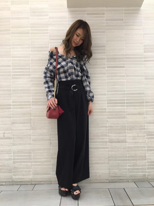 Junkoおすすめ☆オフショルチェック柄ブラウス★Misaki