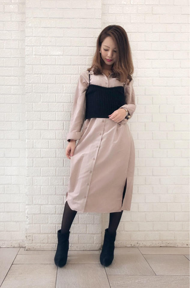 ロングシャツワンピース＆ニットビスチェ♡Junko
