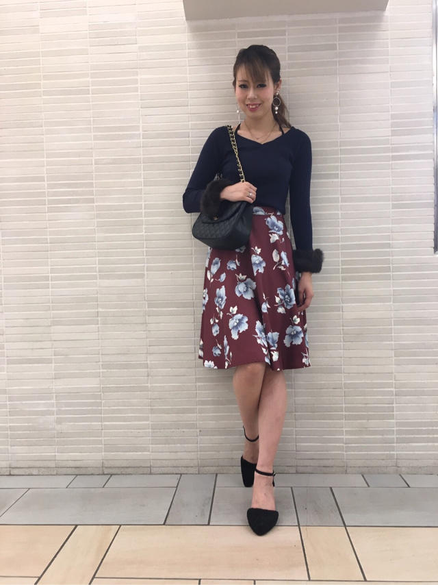 花柄ミモレスカート❤︎つな