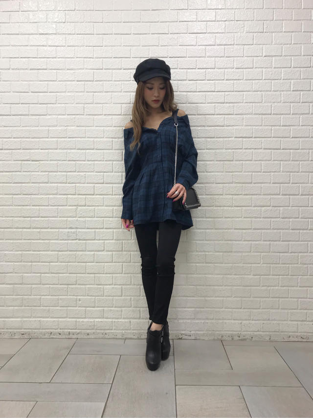 秋に着たくなるチェック柄code！オフショルチュニック♡satou