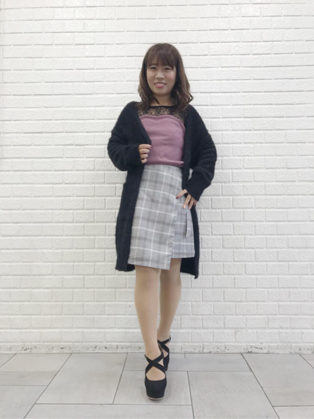 新メンバー♡ビスチェ風レーストップス×チェックミニスカート♡Junko
